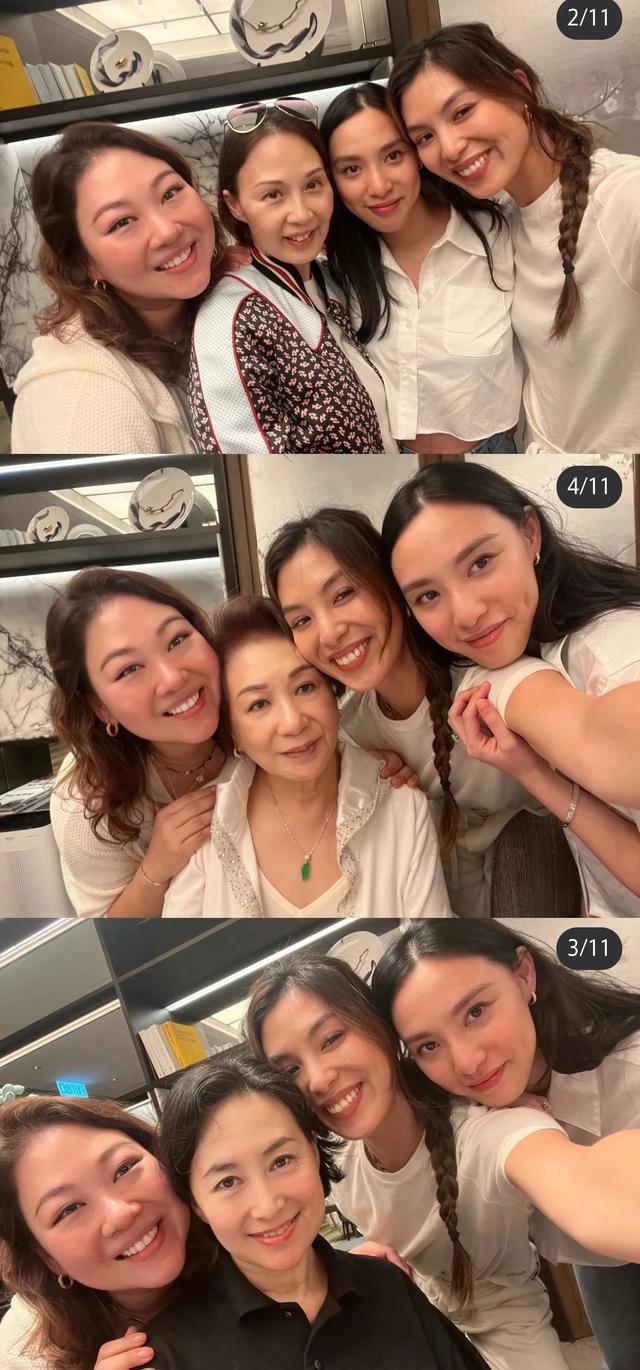 J9九游会：何超琼和干女儿过母亲节穿一身黑坐旁边三个小孩坐C位(图7)