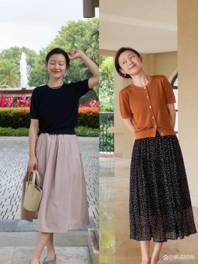 九游会J9：适合普通人的优雅穿搭模板：针织衫与半身裙的完美结合(图4)