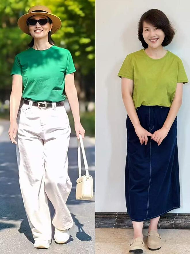五六十岁女人T恤尽量少穿黑白灰多穿这3种颜色既显白又减龄(图6)